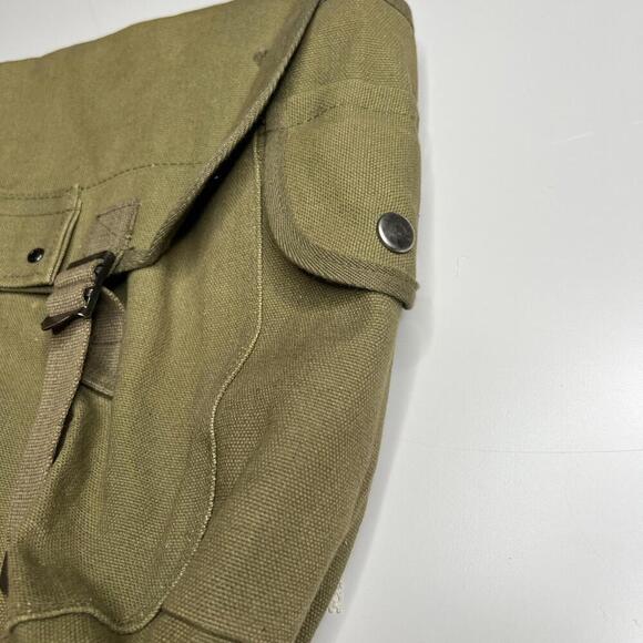 Vintage Japanese Military Army Canvas Small Backpack  Olive Green, Made in Japan - Picture 2 of 9
